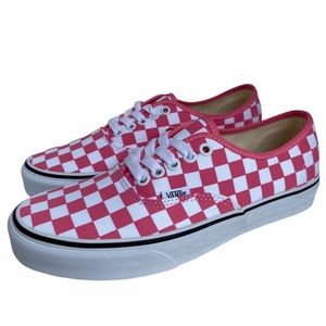 Vans Authentic Checkerboard Pink & White Skateboard Shoes